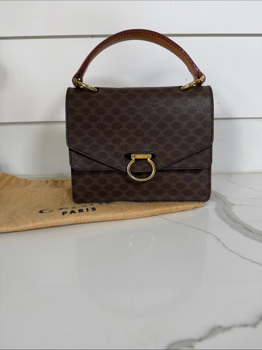 Celine Macadam 1980s Mini Classic Canvas Top Handle Handbag